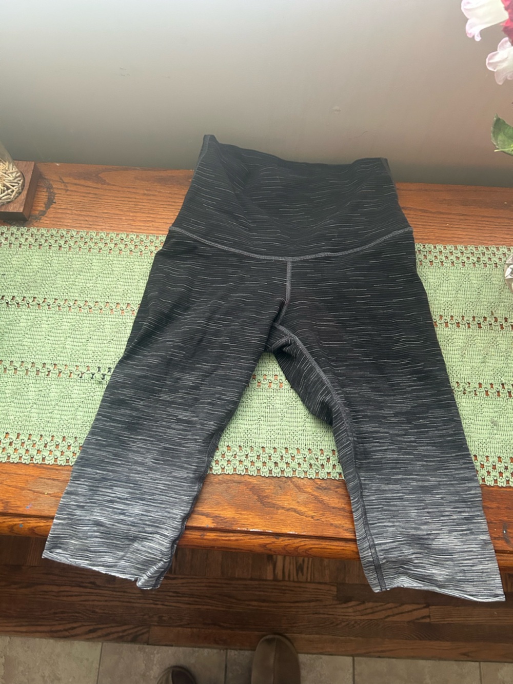 lululemon athletica Black Heathered Gray Capri Leggings